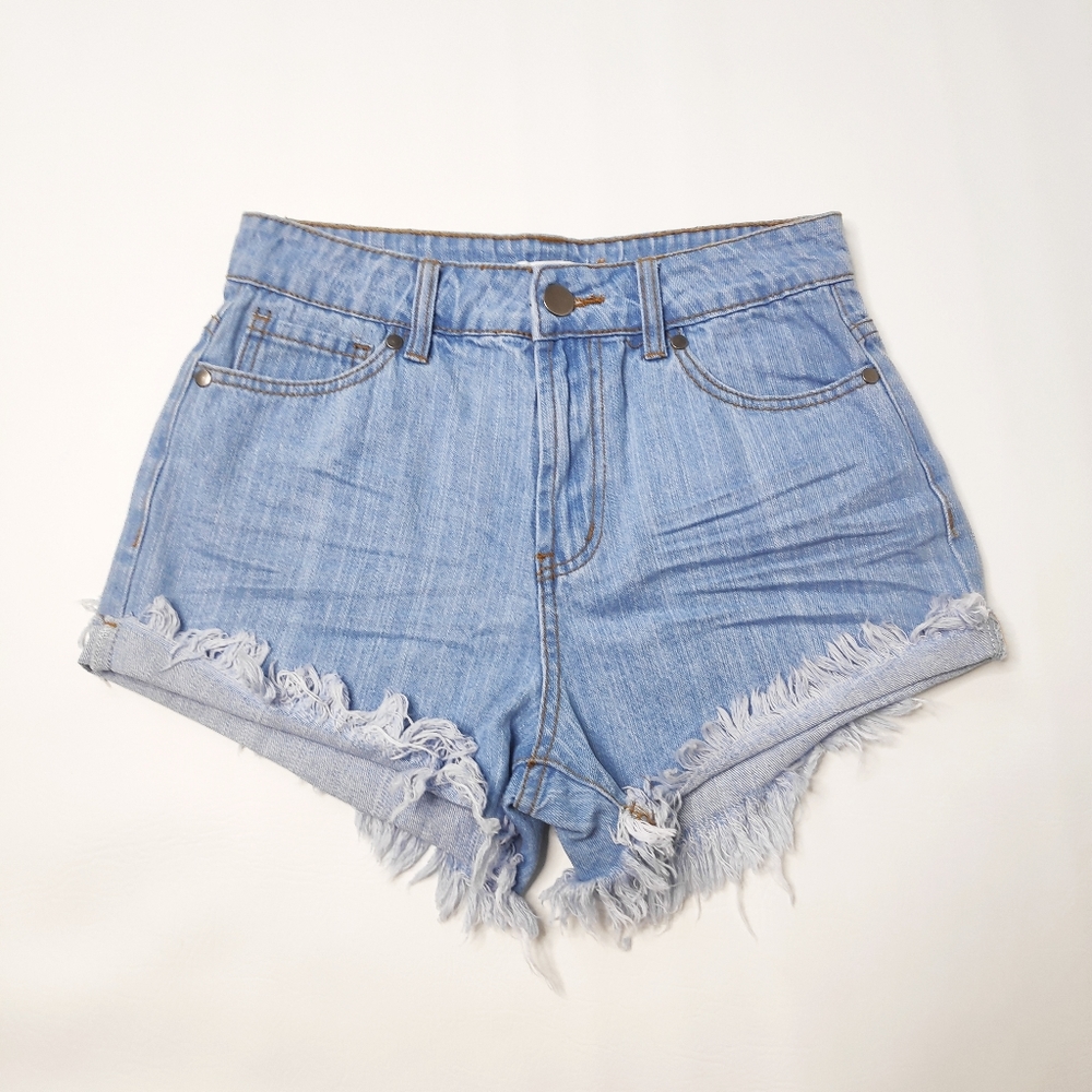 Denim Cut Off Shorts High Rise Cheeky 100% Cotton